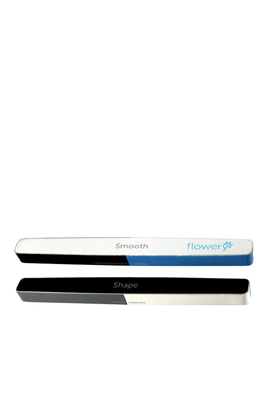 2-piece Flowery Nail buff with 6 sides in realistic perspective with white background