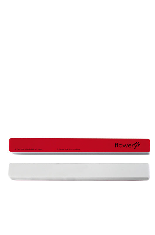 Flowery Texas 2-Step Nail Shiner in Red and white nail buffer isolated in white color setting