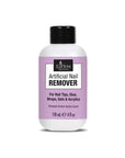 Front facing of EzFlow Artificial Nail Remover in a 4-ounce two-tone color bottle with product information