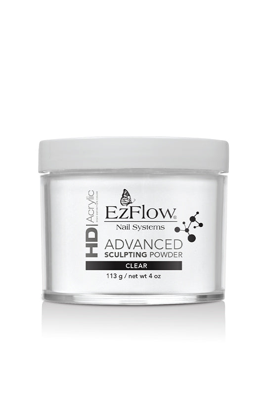 Frontage of HD Acrylic EzFlow Nail System with Clear Powder Variant in 4-ounce size capped container