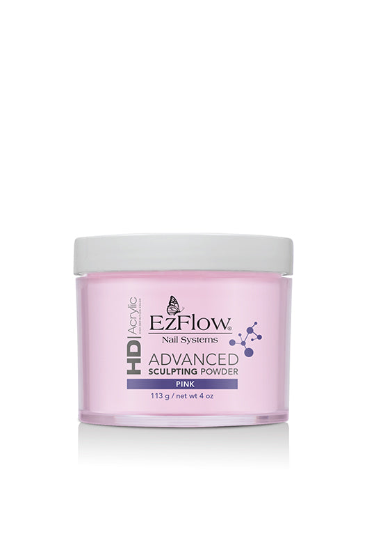 Expansive view of EzFlow HD Pink Powder 4-ounce packaging with printed product details and information