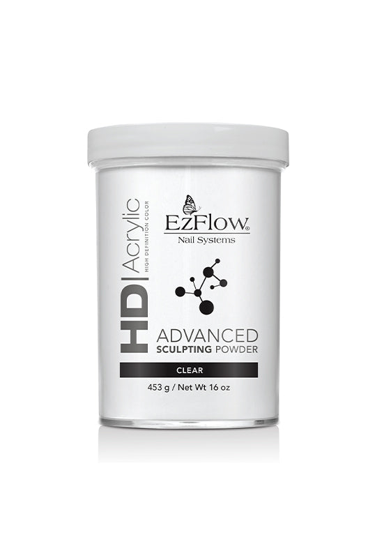 EzFlow HD Advanced Sculpting Powder Clear (16 oz) ƒ?? High-definition clear acrylic powder for durable, glossy nails.