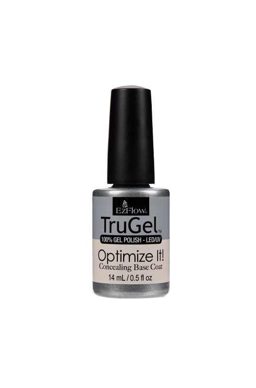 EzFlow TruGel Optimize It! Concealing Base Coat 0.5 ounce container covered with a black brush cap