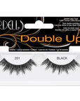 A pair of Ardell Double Up 201 featuring its elongated lash in the center with shorter inner and outer corners