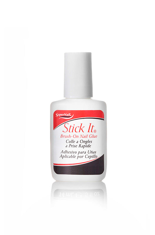 SuperNail Stick It Brush-On Nail Glue - Fast-drying brush-on nail glue for strong, lasting adhesion. Perfect for nail repairs and extensions.