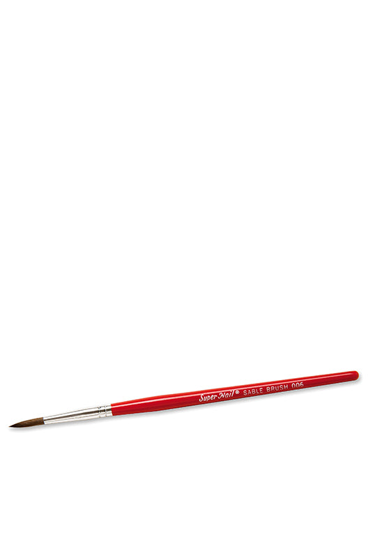 Acrylic applicator of SuperNail Round Brush #006 lay in a slant angle position isolated in white color background