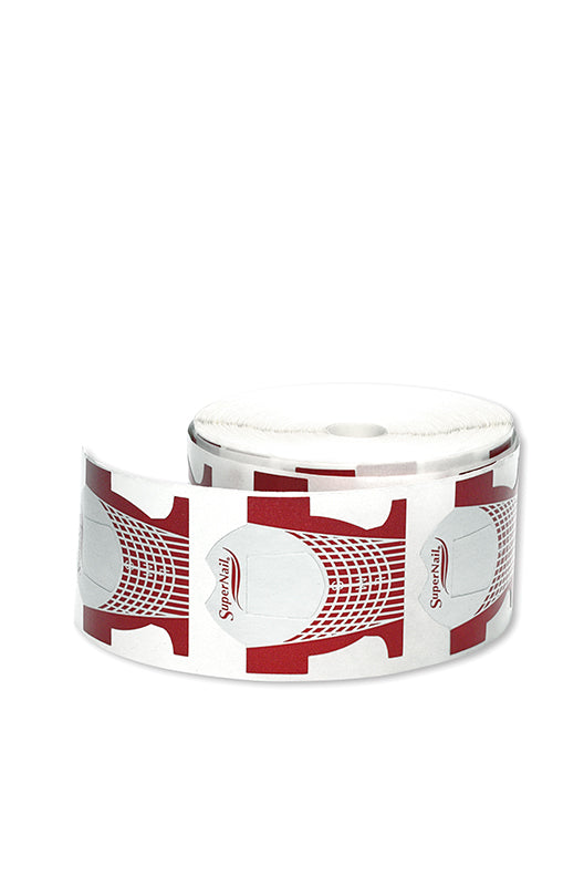 Frontage of a 500-count of SuperNail professional Mylar-coated Nail Forms lay in white color background