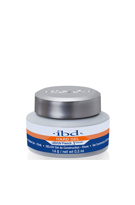 Front view of an ibd LED/UV French Xtreme Clear 0.5 ounce plastic with a product sticker label