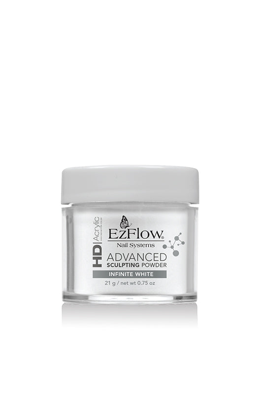 EzFlow HD Acrylic Advanced Sculpting Powder - Infinite White - 0.75oz - Bright white acrylic powder for crisp, clean nail designs.