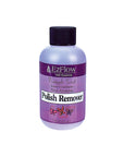 Front view of a Non-Smear, EzFlow Pineapple Polish Remover in a 4-ounce purple bottle with product detail and information