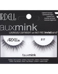 A single pair of Ardell 3D Faux mink 817 in its retail packaging with some features written on it