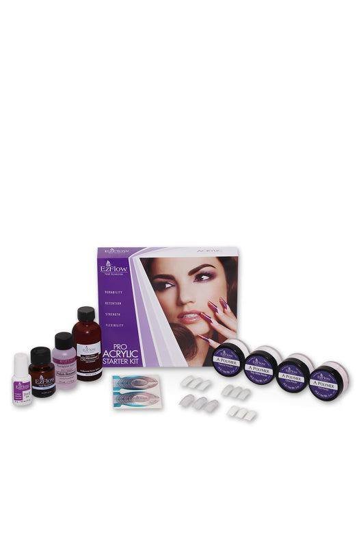 Three-dimensional illustration of EzFlow Pro Acrylic Nail Enhancement Starter Kit , with product individually display