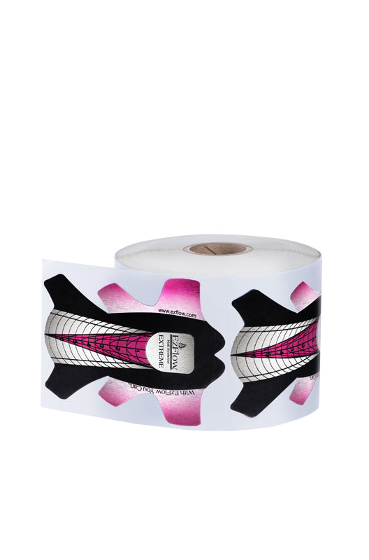 Expansive illustration of 500-count EzFlow Extreme Nail Forms roll isolated in white color background