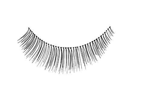 Close-up of an Ardell Natural 109 false lash for the right eye featuring clustered lash fibers
