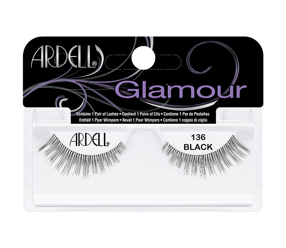 Ardell Glamour 136 Black false lashes in retail packaging