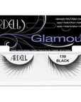 Front view of an Ardell Black 139 false lashes set in complete retail wall hook packaging