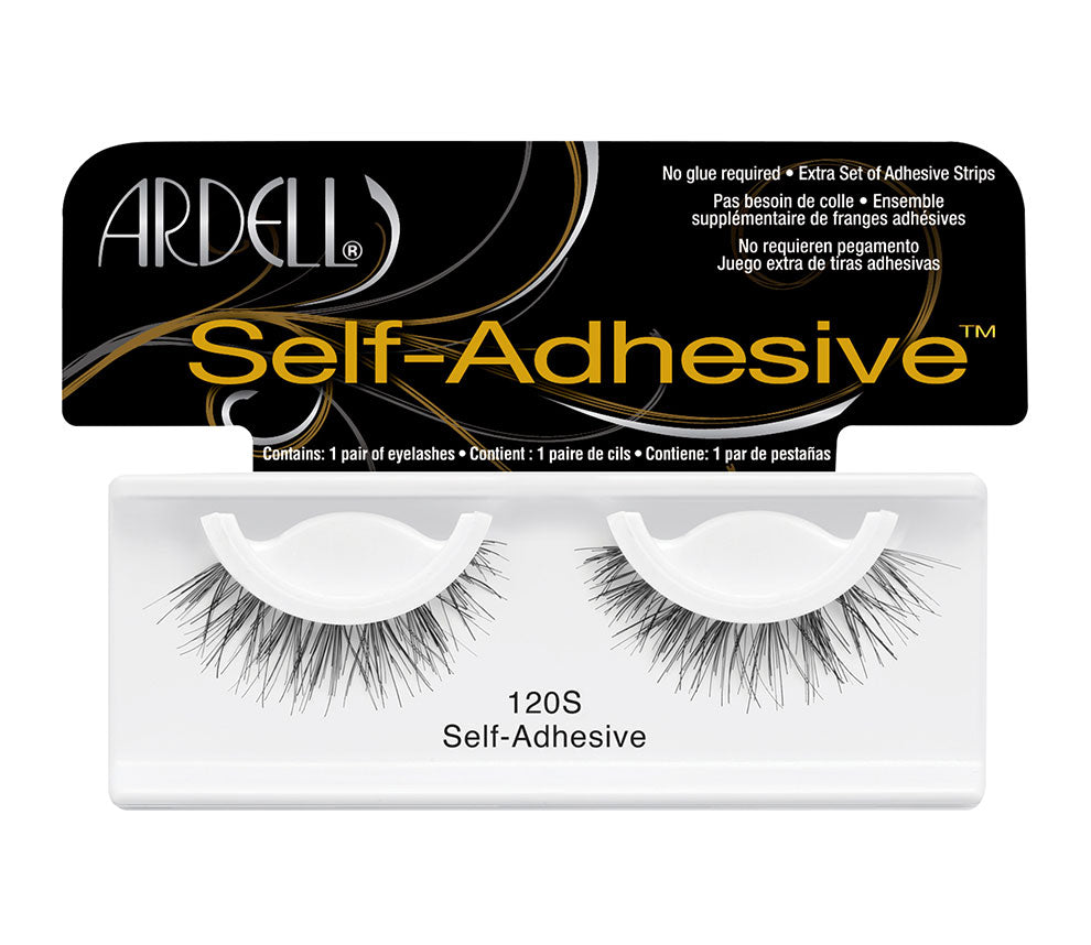 A single pair of Ardell Self Adhesive 120 placed inside its retail packaging with texts on the box
