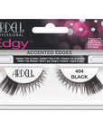 Front view of an Ardell Edgy Lash 404 false lashes set in complete retail wall hook packaging