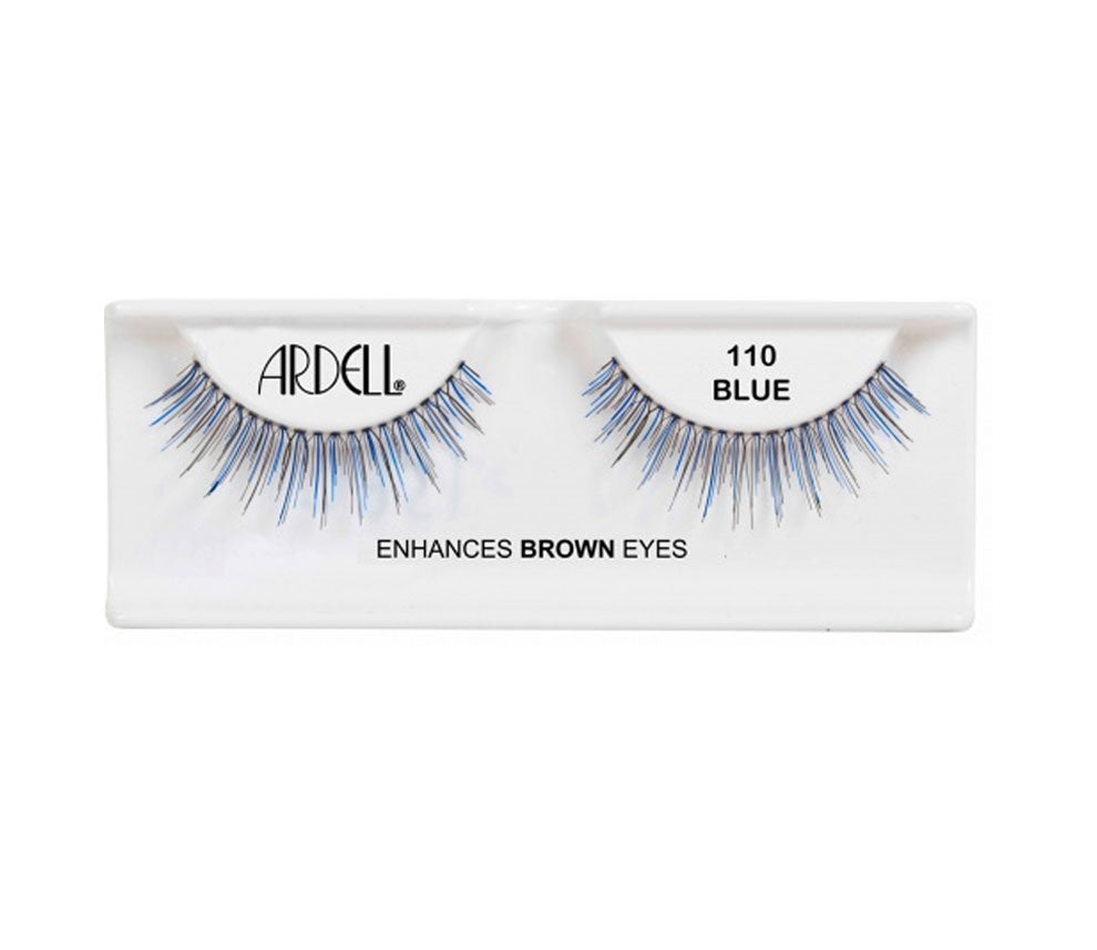 Pair of Ardell Color Impact 110 Blue faux lashes in inner plastic packaging