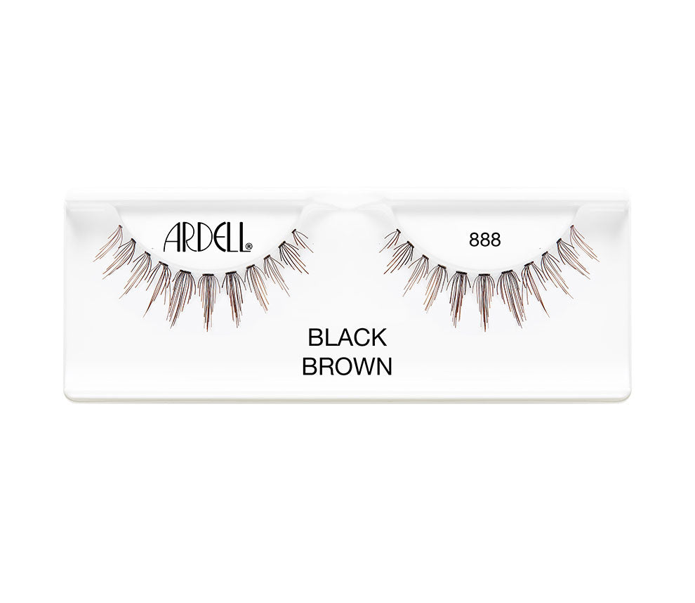 Pair of Ardell Chocolate Lash 888 false lashes set in inner plastic packaging labelled "Ardell", "888" & "Black Brown"
