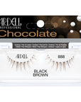 Front view of an Ardell Chocolate Lash 888 faux lashes set in complete retail wall hook packaging