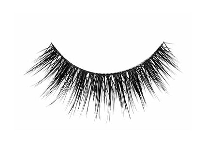 A close-up shot of Double Up 207 lash by Ardell, right wispies showing its flared, full volume faux lash
