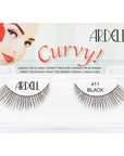 Front view of an Ardell Curvy 411 false lashes set in complete retail wall hook packaging