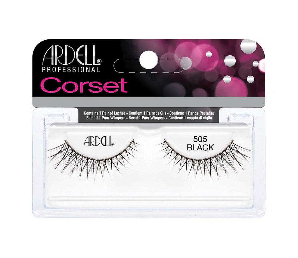 Front view of an Ardell Glamour 412 false lashes set in complete retail wall hook packaging