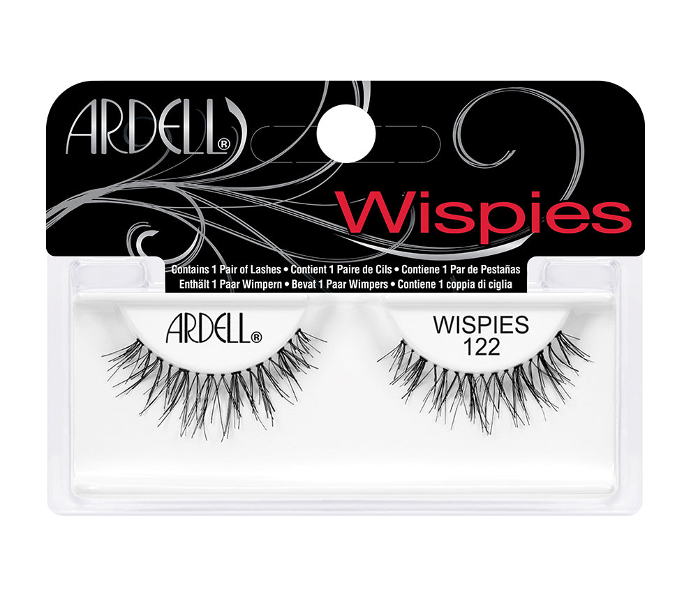 Ardell Wispies 122 inside its retail packaging with some product texts on it