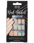 A front view of Ardell Nail Addict Artificial Nail with Rainbow french Tips in a wall hook ready packaging