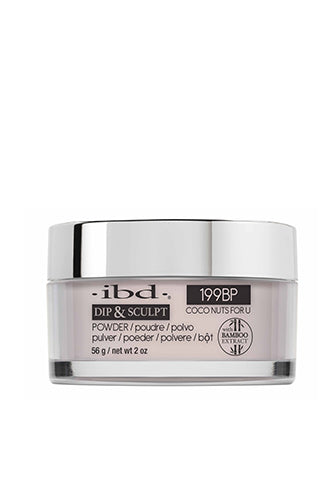 Front view of a clear 2 ounce container of ibd Dip & Sculpt Hippie Dippie printed with product label & information