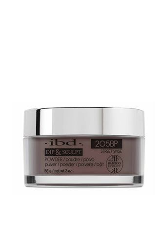 A clear 2-ounce glass container with a metallic silver cap filled with ibd Dip & Scult Street Wise