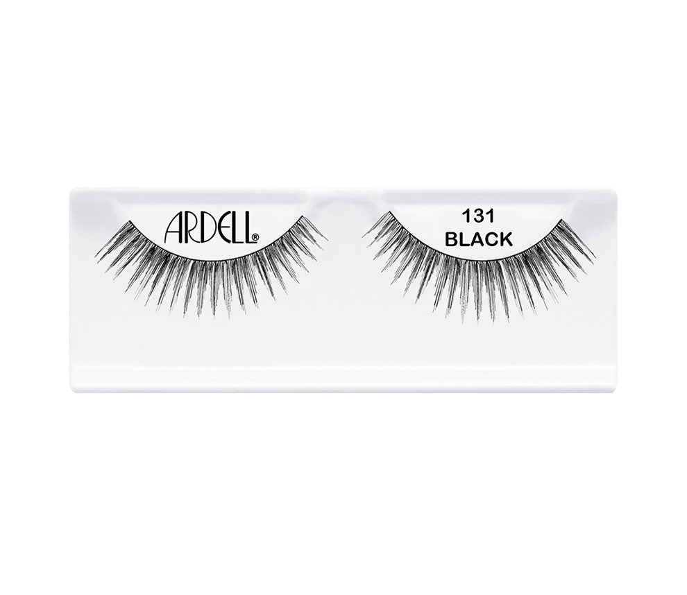 Pair of Ardell Natural 131 faux lashes in inner packaging labelled "Ardell" & "131 Black"