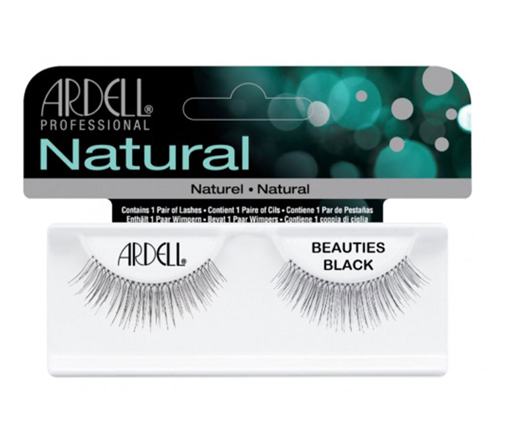 Front view of an Ardell Beauties Lash faux lashes set in a complete retail wall hook packaging
