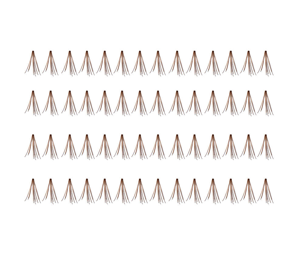 56 Ardell Knot-Free Individuals - Short (Brown) false lashes arranged in 4 rows of 14 individual lash clusters