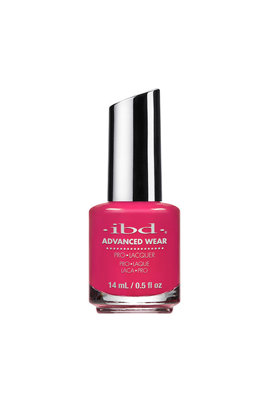 IBD Advanced Wear polish in Flirty Flamenco, a bright fuchsia pink that brings a playful punch of color to your manicure.