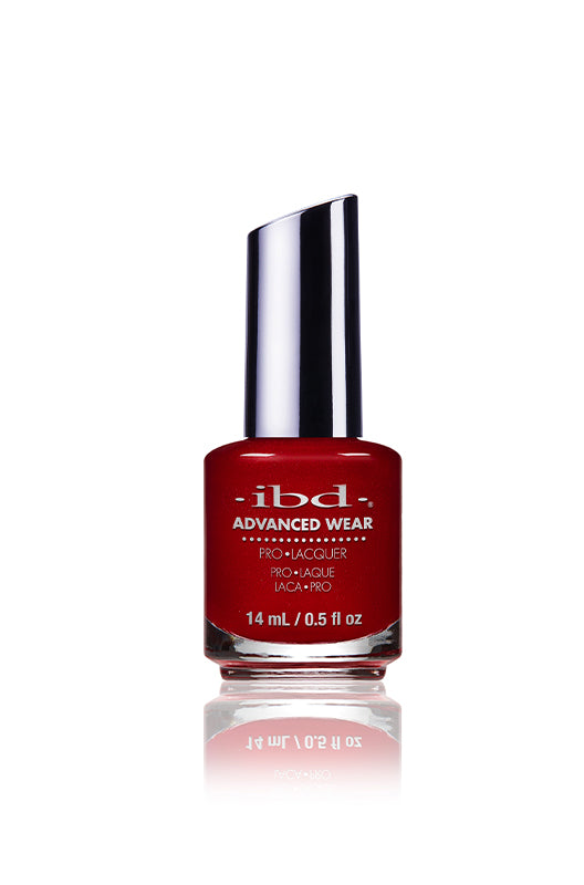 IBD Advanced Wear polish in Entrhalled, a juicy berry red crème with lush, irresistible depth and shine.