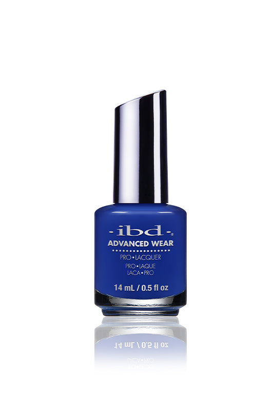 IBD "Bardot Indigo" Nail Polish, a bold, electric blue lacquer with a striking high-shine finish.