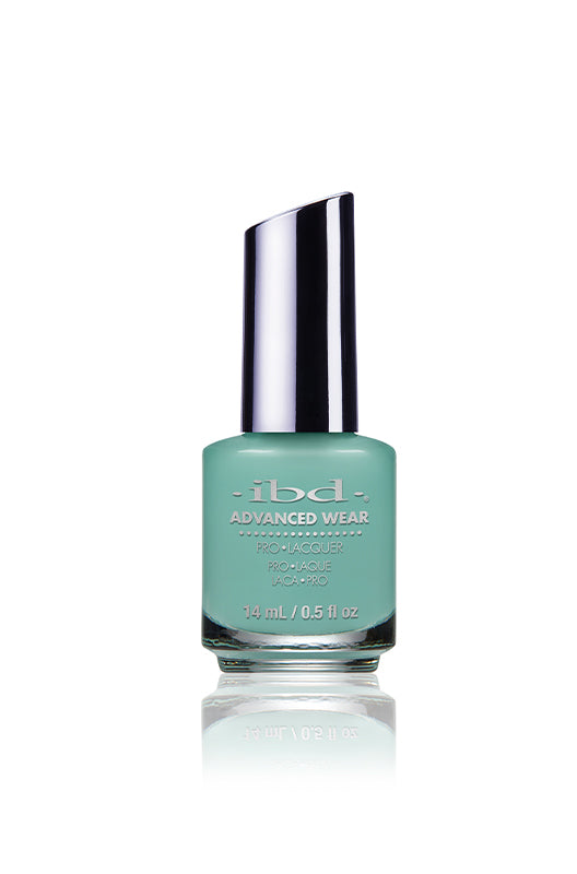 ibd Advanced Wear Hot Springs Pro Lacquer, a soft seafoam green shade for long-lasting, chip-resistant nail color.
