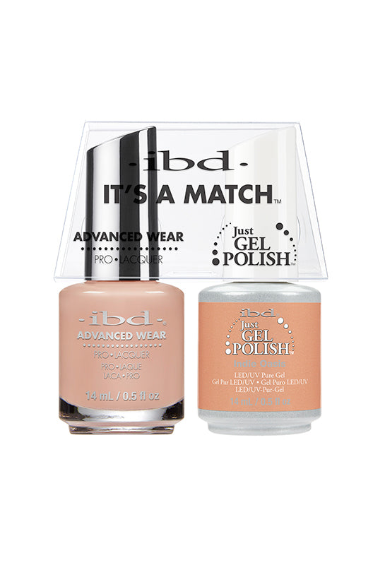 IBD It's a Match Indie Oasis nail polish and gel polish set in a soft neutral pink shade for an everyday elegant look.