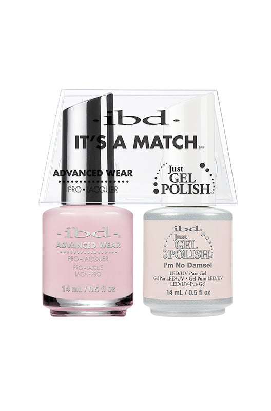 IBD It's a Match I'm No Damsel polish and gel polish set in a classic soft pink shade perfect for chic, timeless nails.