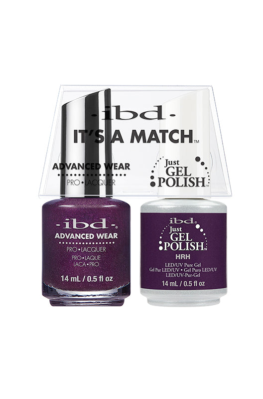 IBD It's A Match gel and lacquer duo in HRH, a royal purple with deep, regal tones and a hint of shimmer.