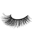A closeup shot of Ardell Double Up Demi Wispies' right lash showing its flared and curly lash and narrower band