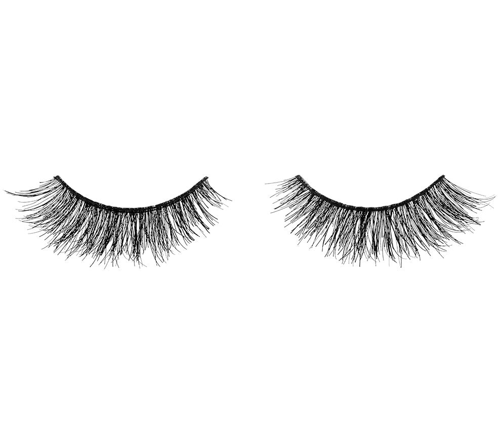 A pair of Ardell Double Up Demi Wispies showing its full volume, medium length lashes