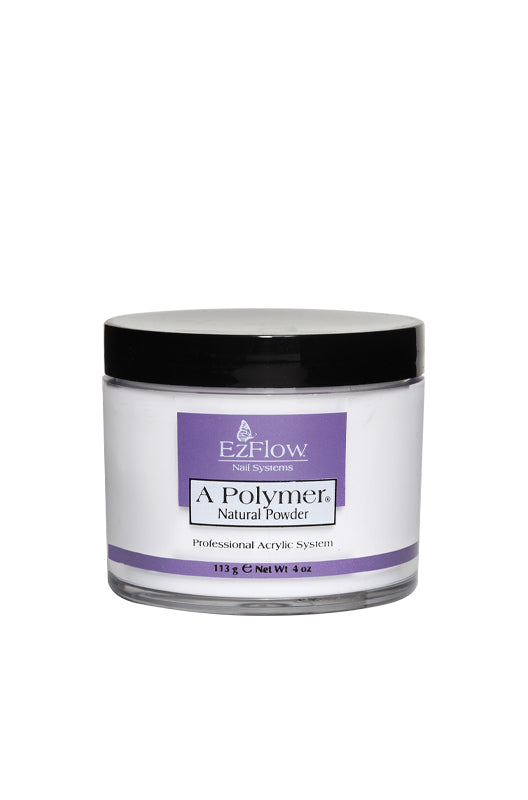 Demonstration of EzFlow A - Polymer Natural with a 4-ounce size container featuring its product information