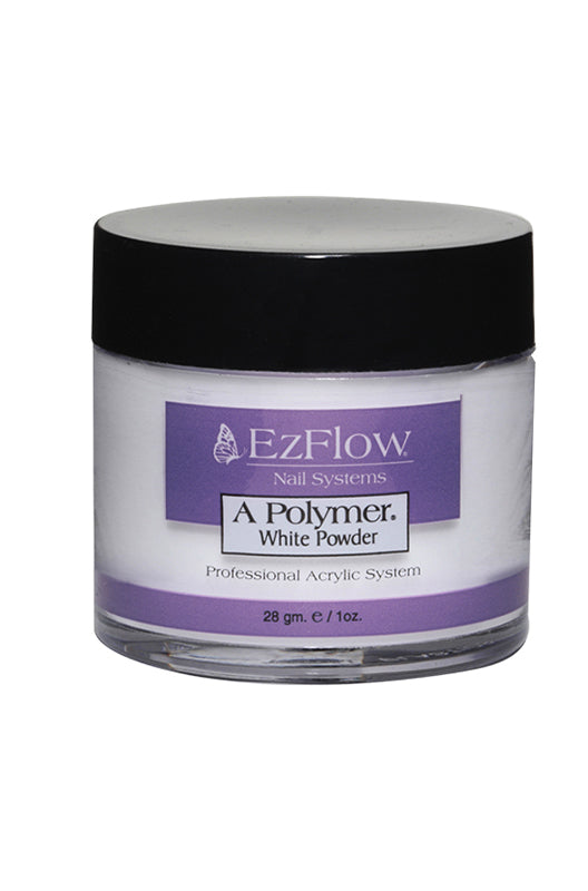 EzFlow A Polymer White Powder 1oz – Professional acrylic white powder for strong and durable nail enhancements.