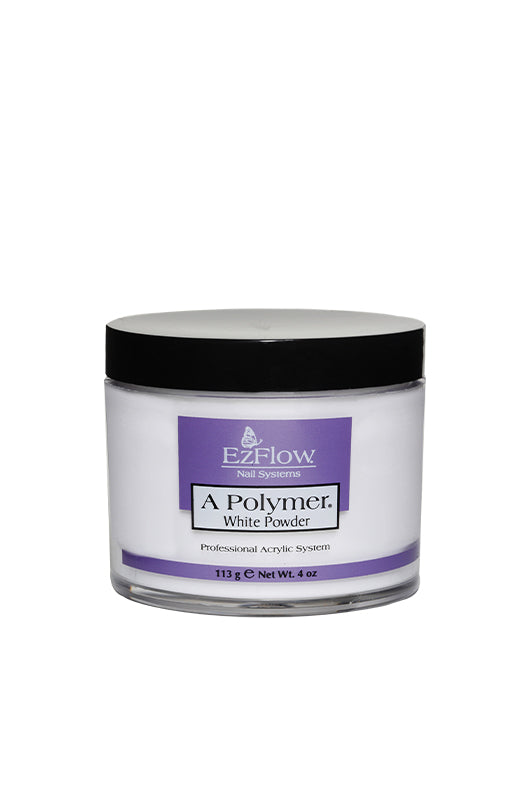 EzFlow A Polymer White Powder 4oz – High-quality acrylic white powder for flawless and long-lasting nail designs.
