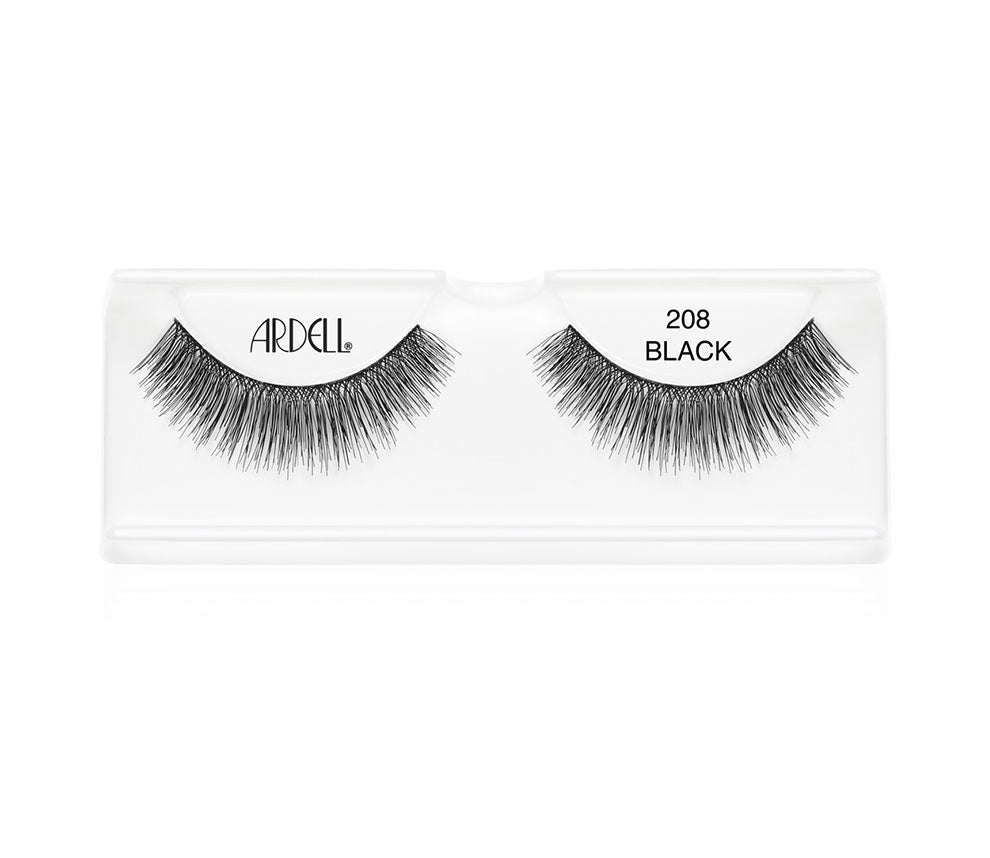 Ardell 208 Black false lashes in packaging, perfect for dramatic, voluminous eye looks.