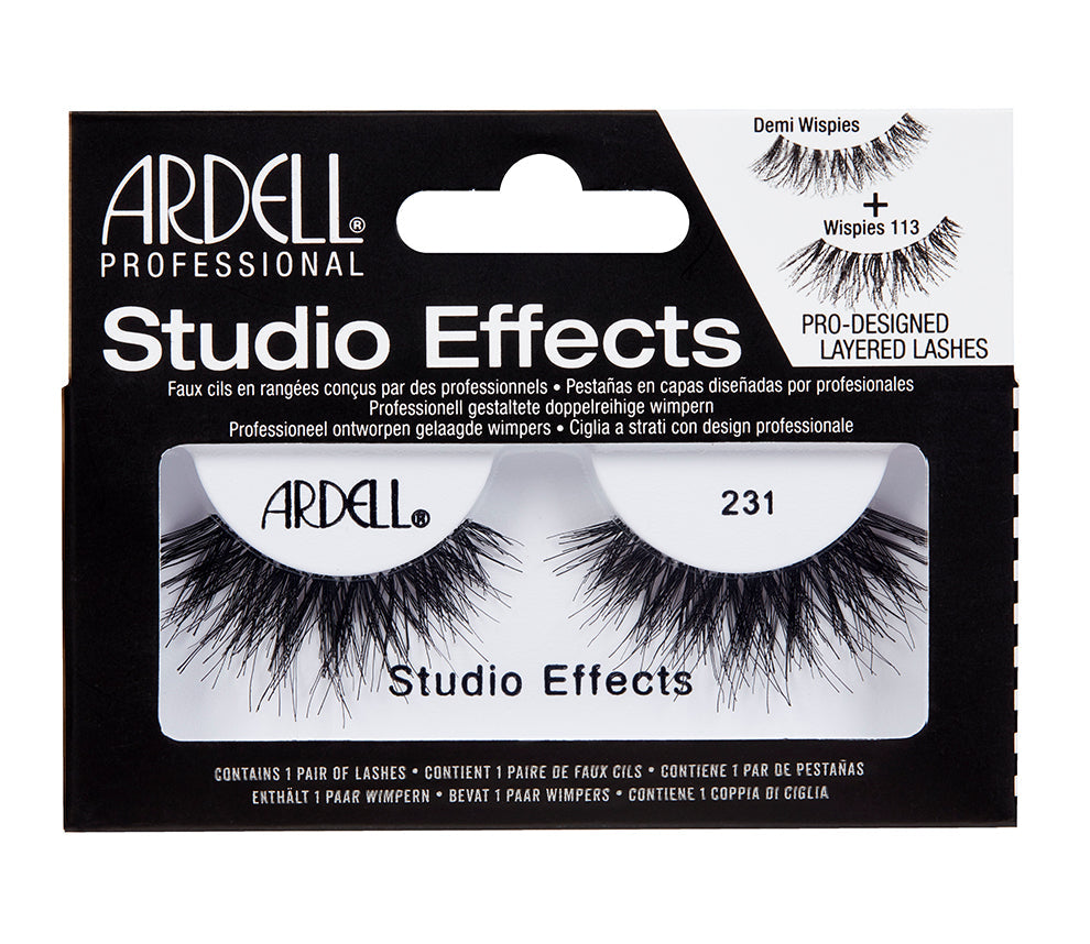 A pair of Ardell Studio 231 in its retail packaging with some details and features written on it