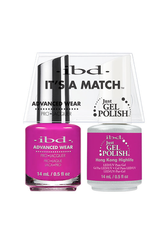 ibd Advanced Wear Color Duo Hong Kong Highlife pack with pro lacquer & gel polish plastic wrapped together on their caps